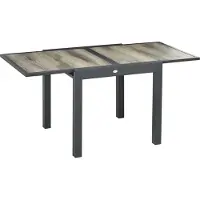 Outsunny Gartentisch, Esstisch für Garten mit Ausziehbarer Tischplatte, Terrassentisch mit Holzoptik, Balkontisch aus Alu, Beige+Grau, 160 x 80 x 75cm