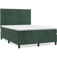 Syfax Boxspringbett mit Matratze Dunkelgrün 140x200 cm Samt