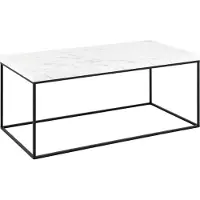Ebuy24 Couchtisch mit weißer Marmorplatte und schwarzem Metallgestell, 55x55x45 cm