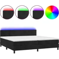 Syfax Boxspringbett mit Matratze & LED Schwarz 200x200 cm Samt