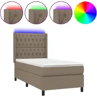 Syfax Boxspringbett mit Matratze & LED Taupe 100x200 cm Stoff