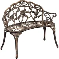 Casa.pro [] Gartenbank 2-Sitzer Gusseisen Bronze Parkbank wetterfest Antik Eisenbank Sitzbank Rund