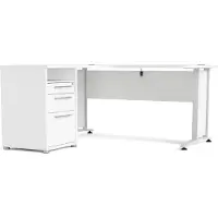 Ebuy24 Prisme Eckschreibtisch mit 1 Ablage und 3 Schubladen weiss, weiss