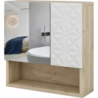 Vicco Badspiegelschrank Edge Weiß 54 x 55 cm mit Tür und offenen Fächern, Model 40316