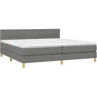 Syfax Boxspringbett mit Matratze Dunkelgrau 200x200 cm Stoff