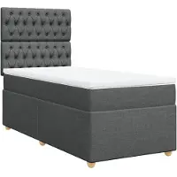 Syfax Boxspringbett mit Matratze Dunkelgrau 100x200 cm Stoff