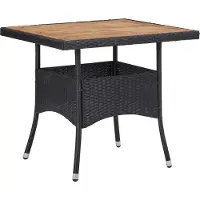 Syfax Garten-Esstisch Schwarz Poly Rattan und Massivholz Akazie