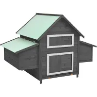 Syfax Hühnerstall Grau und Weiß 150x96x110 cm Massivholz Tanne