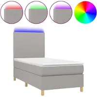 Syfax Boxspringbett mit Matratze & LED Hellgrau 100x200 cm Stoff