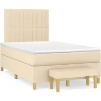 Syfax Boxspringbett mit Matratze Creme 120x200 cm Stoff