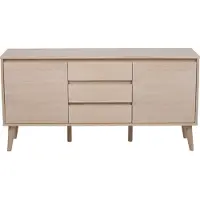 Ebuy24 Naila Sideboard mit 2 Türen und 3 Schubladen aus Eiche Furnier und massiv,weiß gelaugt.