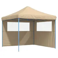 Syfax Partyzelt Faltbar Pop-Up mit 2 Seitenteilen Beige