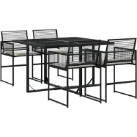 vidaXL 5-tlg. Garten-Essgruppe mit Kissen Schwarz Poly Rattan