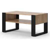 Vicco Couchtisch Olli Goldkraft Eiche 92 x 52.4 cm mit Ablage, Model 49989