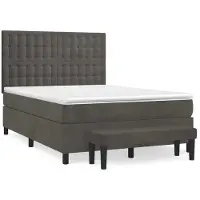 Syfax Boxspringbett mit Matratze Dunkelgrau 140x200 cm Samt