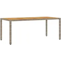 Syfax Gartentisch mit Akazienholz-Platte Grau 190x90x75cm Poly Rattan