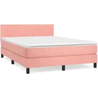 Syfax Boxspringbett mit Matratze Rosa 140x190 cm Samt