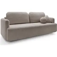 Selsey Dreisitzer-Sofa Lambina mit Schlaffunktion, Bettkasten, Boucle-Bezug in Dunkelbeige