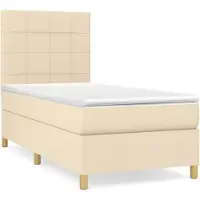 Syfax Boxspringbett mit Matratze Creme 100x200 cm Stoff