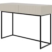 Selsey Veldio - Schminktisch mit Schubladen, graubeige mit schwarzem Metallgestell, 110 cm