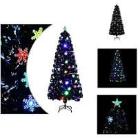 vidaXL Weihnachtsbaum mit LED-Schneeflocken Schwarz 180 cm Fiberoptik - Weihnachtsbäume