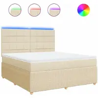 Syfax Boxspringbett mit Matratze Creme 180x200 cm Stoff