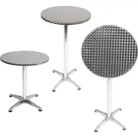 Mojawo Bistrostehtisch rund Silber Ø60cm H70/110cm Höhenverstellbar