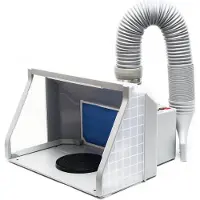 Wiltec Airbrush Absauganlage 9 m³/min, zur Absaugung von Farbe Farbnebel Sprühnebel Filter, mit LED Beleuchtung, Zweistufenschalter und Doppellüfter, Lackierkabine für Airbrush-Arbeiten
