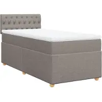 vidaXL Boxspringbett mit Matratze Taupe 100x200 cm Stoff