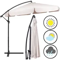 Springos Premium Sonnenschirm XXL Ø 350 cm Ampelschirm mit Kurbel inkl. Hülle | Wasserdicht drehbare Gartenschirm Sonnenschutz Terrasse Garten