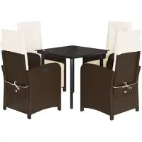 vidaXL 5-tlg. Garten-Essgruppe mit Kissen Braun Poly Rattan