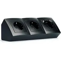 ETT Tischsteckdose Flair, mit 0,15 m Kabel, schwarz, 3-fach & USB-A