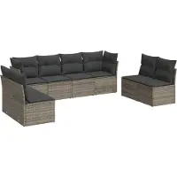 vidaXL 8-tlg. Garten-Sofagarnitur mit Kissen Grau Poly Rattan