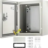 Vevor NEMA-Stahlgehäuse, 10 x 8 x 6\'\' NEMA 4X-Stahl-Schaltkasten, IP66 wasser- und staubdicht, elektrischer Anschlusskasten für den Außen-/Innenbereich, mit Montageplatte