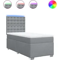 Syfax Boxspringbett mit Matratze Hellgrau 90x190 cm Stoff