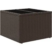 Syfax Gartentisch mit Glasplatte Braun 55x55x37 cm Poly Rattan