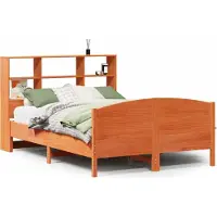 Syfax Massivholzbett mit Regal ohne Matratze Wachsbraun 150x200 cm