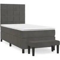 Syfax Boxspringbett mit Matratze Dunkelgrau 80x200 cm Samt