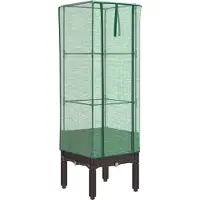 vidaXL Hochbeet mit Gewächshaus-Aufsatz Rattan-Optik 40x40x140 cm