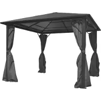 The Living Store Pavillon mit Vorhängen Anthrazit Aluminium 300 x 300 cm