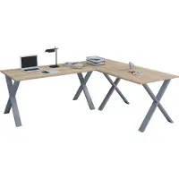 VCM Holz Schreibtisch | Eckschreibtisch schlicht | 130x130 | L Form links oder rechts | Arbeitstisch Platte 50 cm tief | Computertisch Büromöbel - Lona X