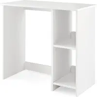 Costway Kleiner Schreibtisch, Computertisch mit 2 Fächern, PC-Tisch, Bürotisch für kleine Räume, weiß, 80 x 40 x 74 cm