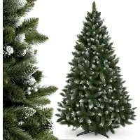 Kadax künstlicher Weihnachtsbaum mit silbernen Kügelchen und Raureif, 220cm Tannenbaum aus PVC