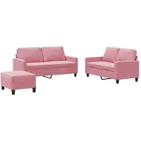 vidaXL 3-tlg. Sofagarnitur mit Kissen Rosa Samt