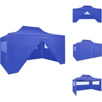 vidaXL Profi-Partyzelt Faltbar mit 4 Seitenwänden 3×4m Stahl Blau - Pavillons & Partyzelte
