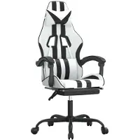 Syfax Gaming-Stuhl mit Fußstütze Weiß und Schwarz Kunstleder