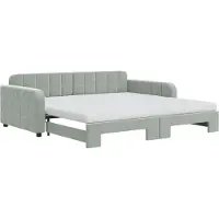 Syfax Tagesbett Ausziehbar mit Matratzen Hellgrau 100x200 cm Samt