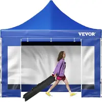 Vevor Pavillon faltbar 3x3m Faltpavillon 240g PVC-beschichtetes Polyester Pop-Up-Pavillon 1,95-2,13m Einstellbar Partyzelt Festzelt Strandzelt Blau für Hochzeiten oder andere kommerzielle Aktivitäten