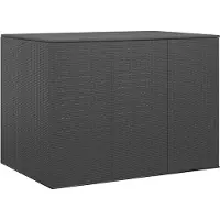 vidaXL Garten Kissenbox PE Rattan 145x100x103 cm Schwarz - Kissenbox - Kissenboxen - PE-Rattan-Kissenbox - Aufbewahrungsbox