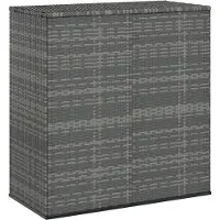 The Living Store Garten-Kissenbox PE Rattan 100x49x103,5 cm Grau